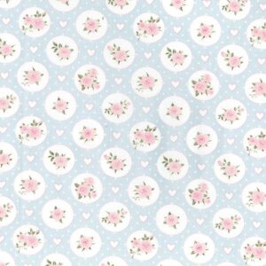 Vintage Flowers & Hearts Blue